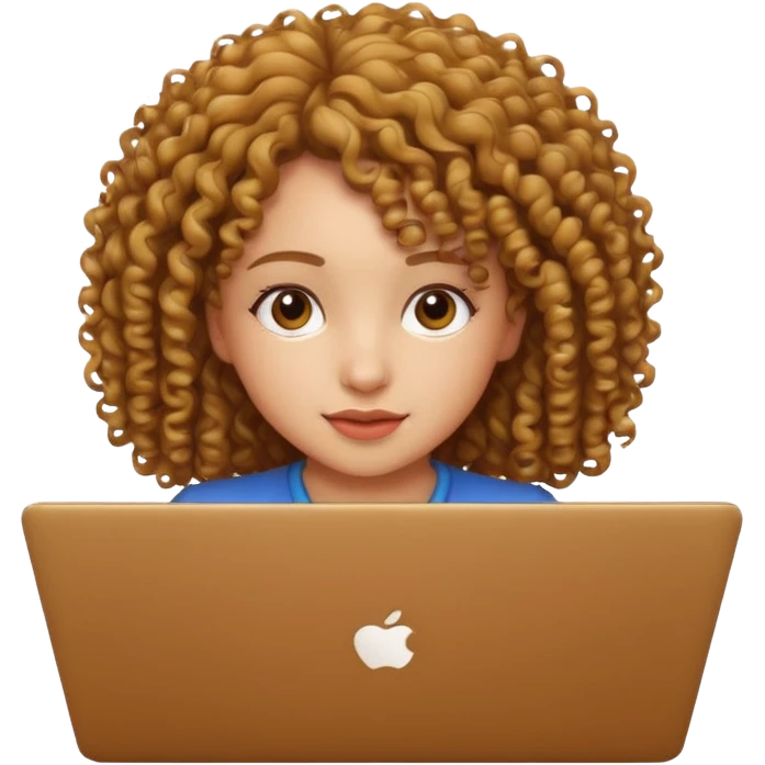 A curly girl working on laptop  emoji