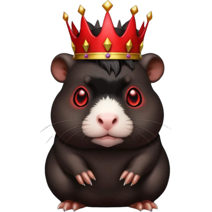full body black guinea pig, glowing red eyes, sinister look, demon crown emoji
