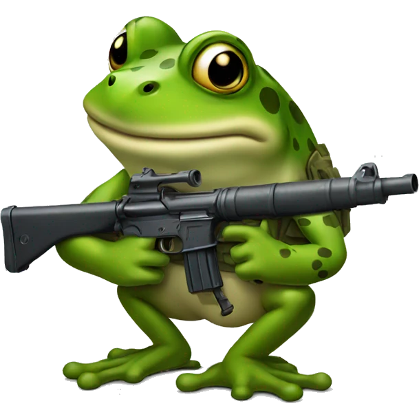 Army frog with a gun emoji