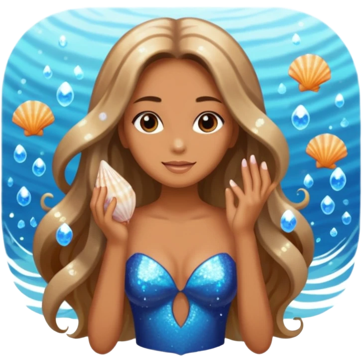 woman with seashells and sparkles full body emoji