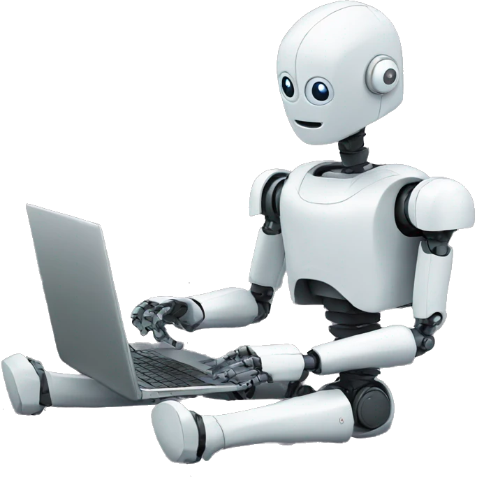 A robot sitting and typing on laptop emoji