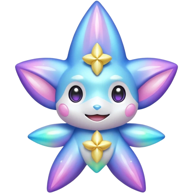 Elemental neon-pastel-iridescent shimmering lucky charming starry smiling cute Jirachi-Dragalge-Pokémon-Fakémon-hybrid-creature emoji