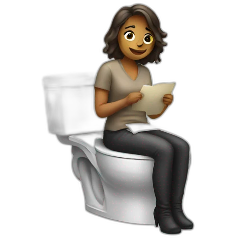 Writer woman sitting at toilet emoji
