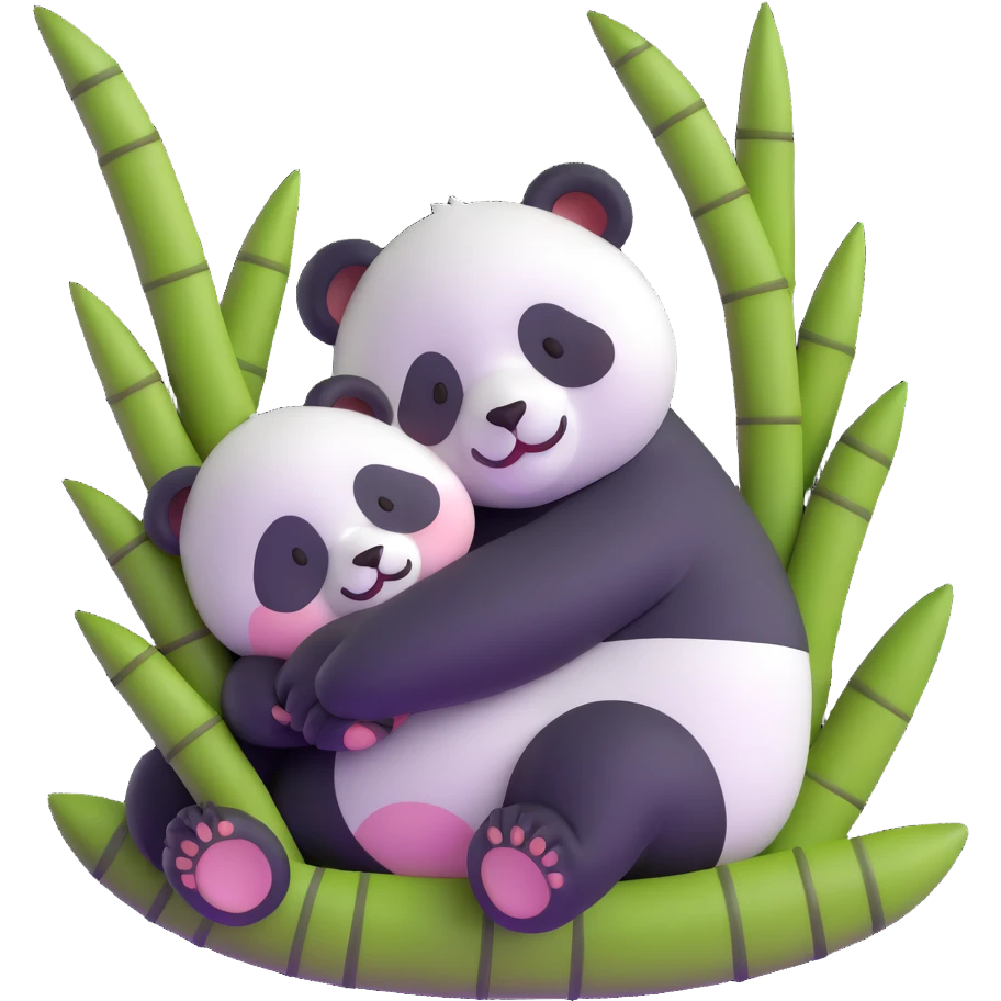 adorable sleeping baby panda hugging bamboo emoji