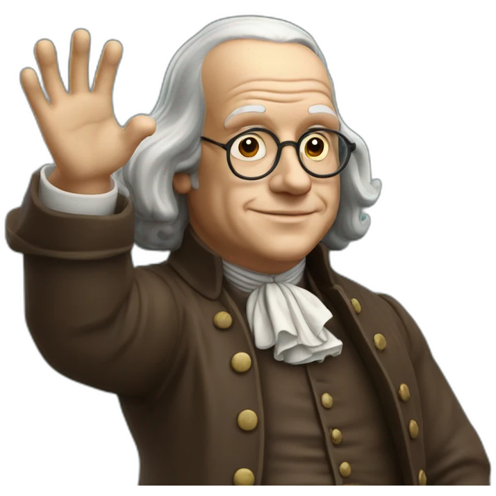 benjamin franklin with an arm up closed realistic emoji