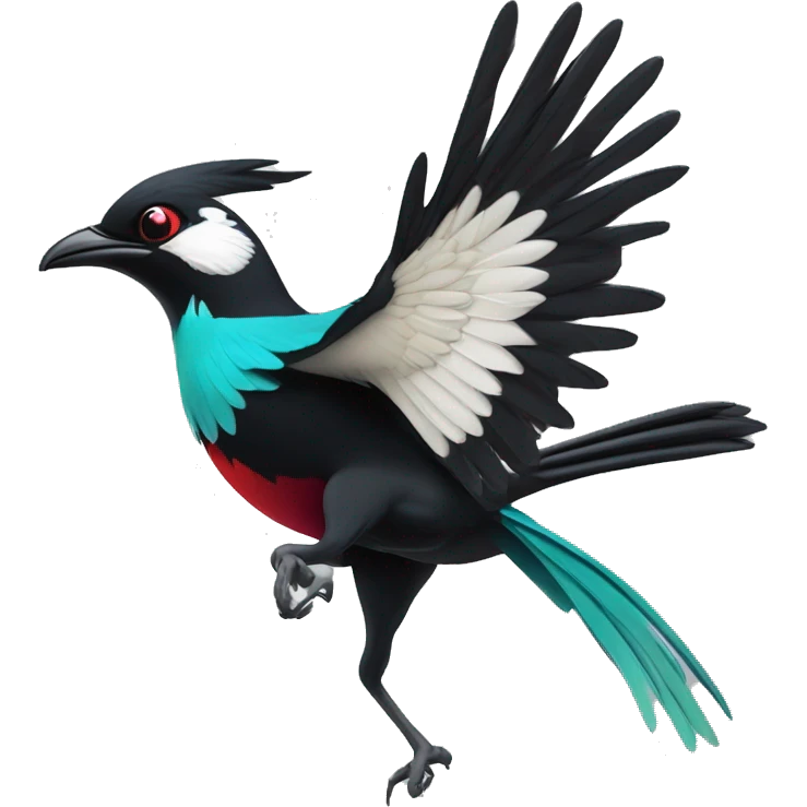 Swooping magpie in colours of swoop broadband emoji