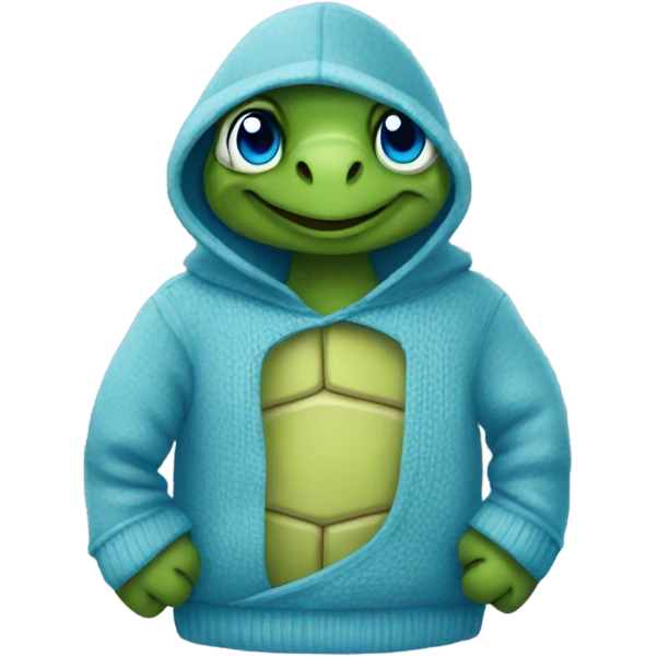 Turtle with blue eyes wearing hooded sweater  emoji