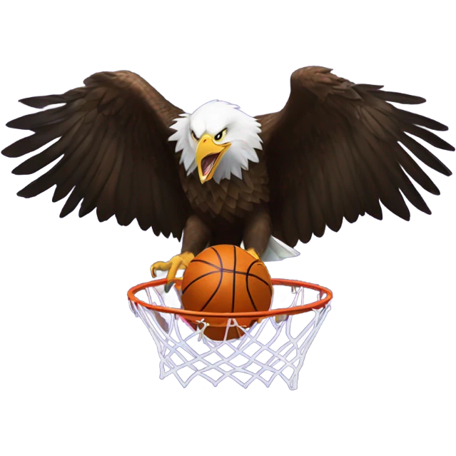 Bald eagle coming out of a basketball emoji