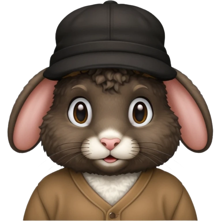 curly black rabbit with jersey and hat emoji