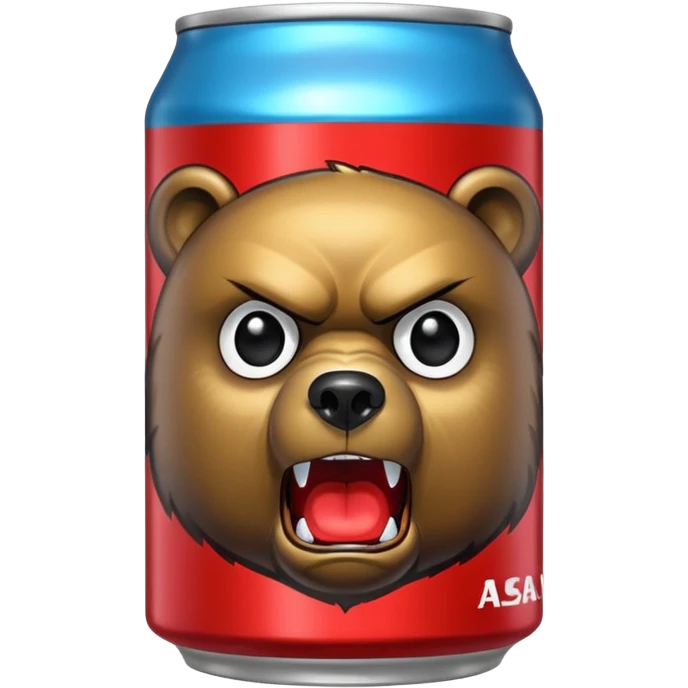 an energy drink with a face of dangerous bear on it and ASAN written on it emoji