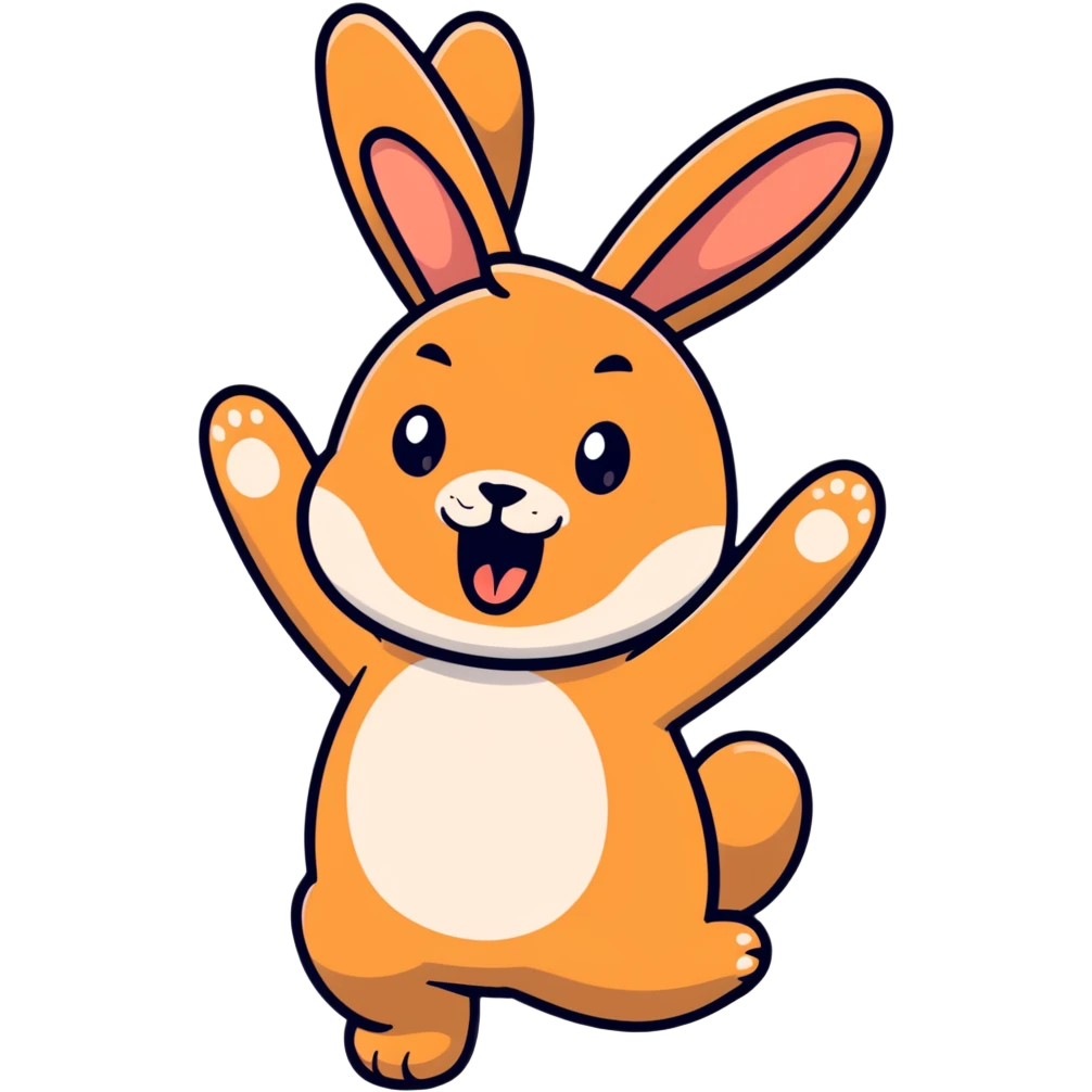brown bunny stretching arms while yawning emoji