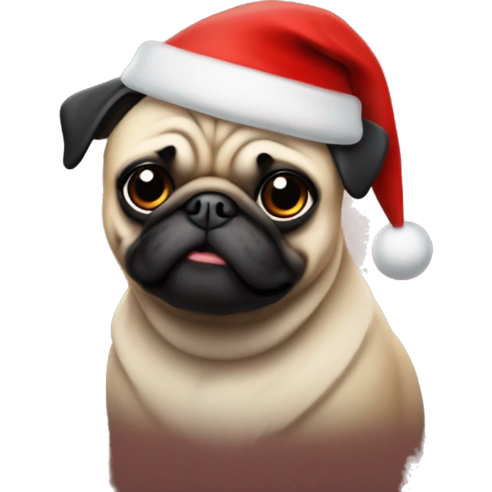Pug wearing a Santa hat emoji