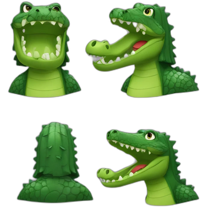 crocodile wearing a bob wig emoji