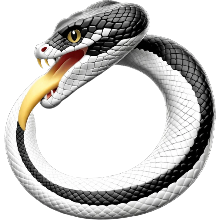 Faça o ouroboros a cobra comendo seu próprio rabo em preto e branco, o rabo da cobra tem q estar dentro de sua própria boca, faça idêntico as imagens  emoji