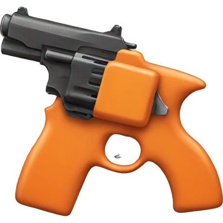 A orange with a gun emoji