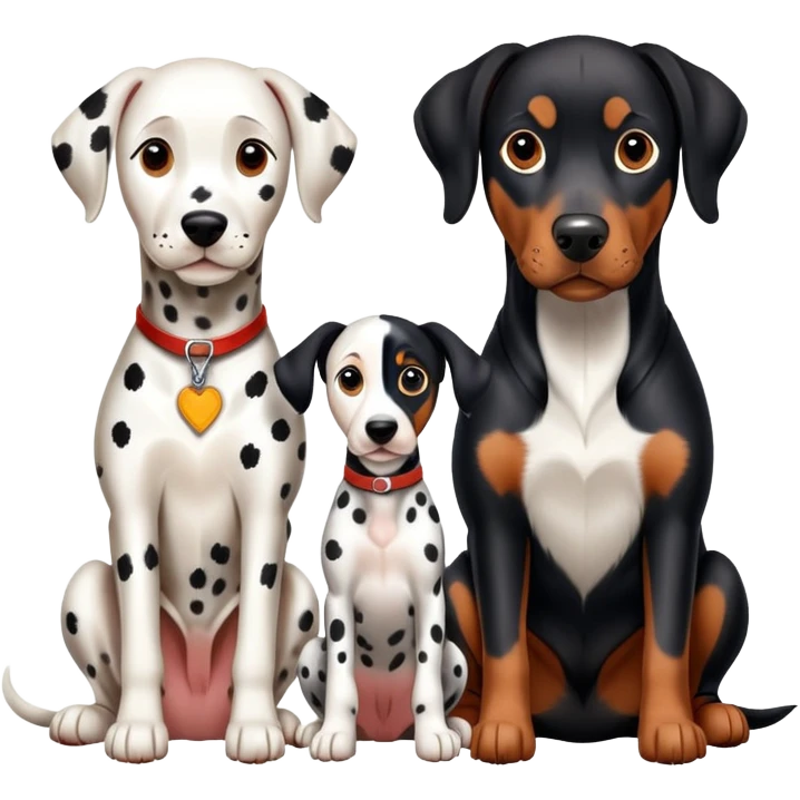 2 adults dogs : 1 Dalmatian + 1 dobermann emoji