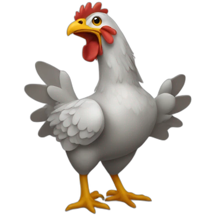 chicken with dinosaur hands emoji