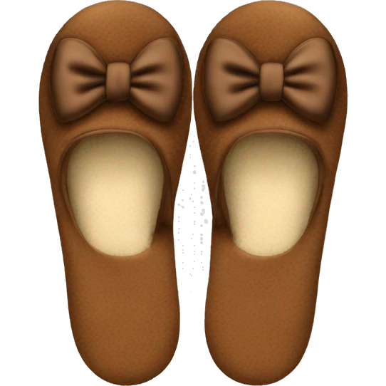 brown bath slipper with bows emoji