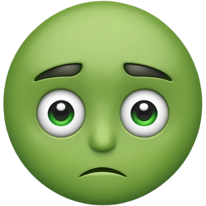 Can you make a green emoji. the eyes looking to the left and has a frown emoji