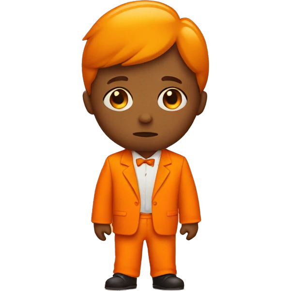 sad kid in a bright orange suite emoji