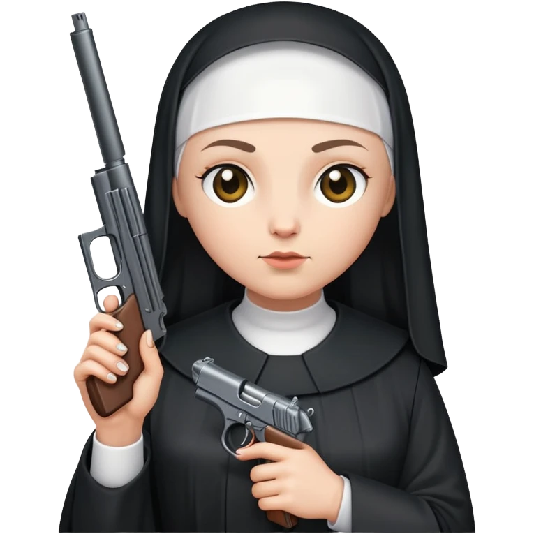 stylish nun holding a gun emoji
