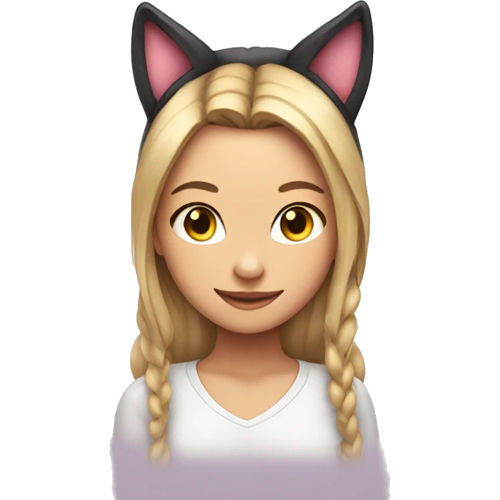 girl with cat ears and cat tail looking down smirking emoji