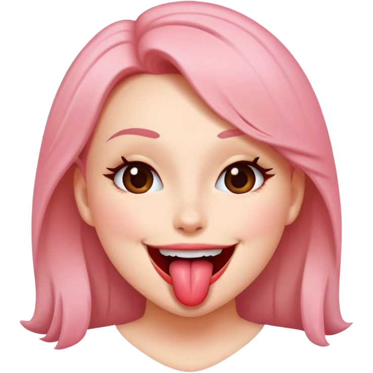Blushing emoji with large breasts and tongue out emoji