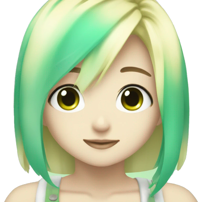 Anime blonde girl with green Aqua eres emoji