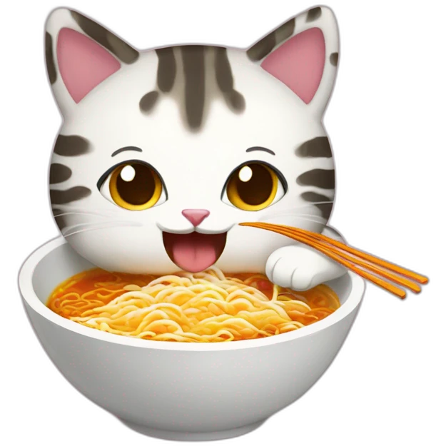 Gatito comiendo ramen emoji