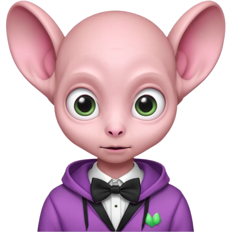 Aliens Pink, hoodie, cute big eyes, bow tie, thin ears, half body emoji