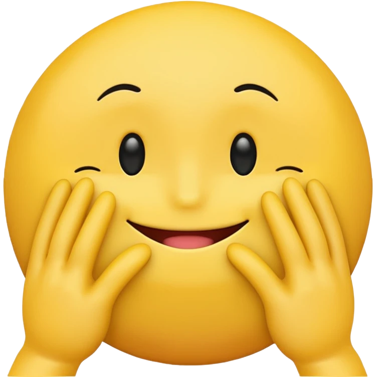 Yellow Standard smiley emoji blushing and hiding face with hands emoji