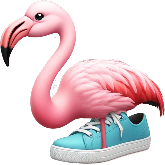 flamingo wearing shoes emoji