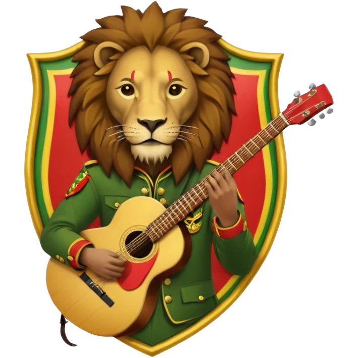 Bob Marley heraldic crest made with ethiopian colors emoji