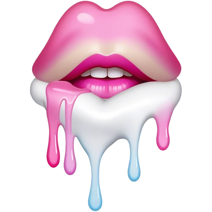 Floating pink ombre lips dripping white paint emoji