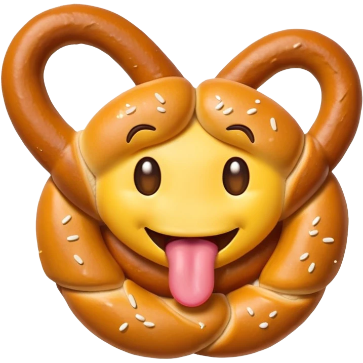 Horny emoji w tongue out eating a pretzel  emoji