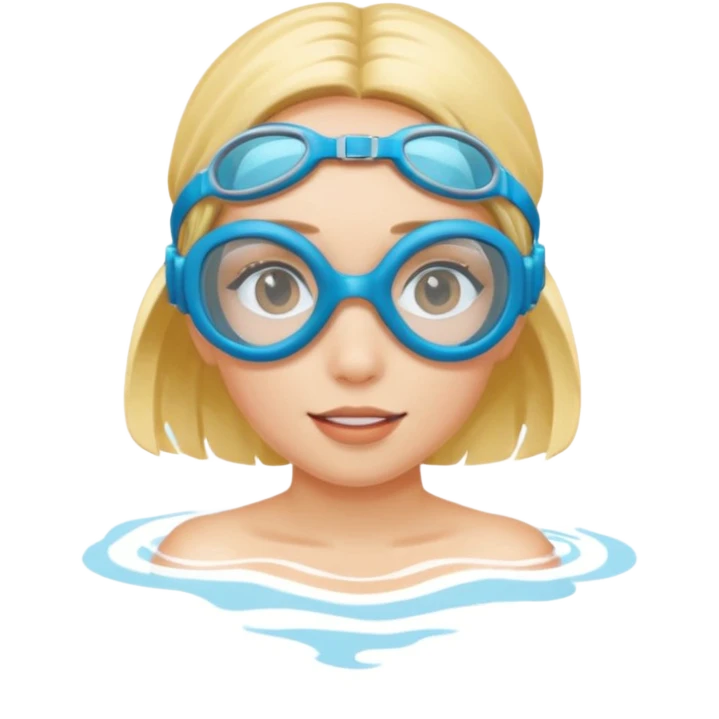Girl with swim goggles on face emoji