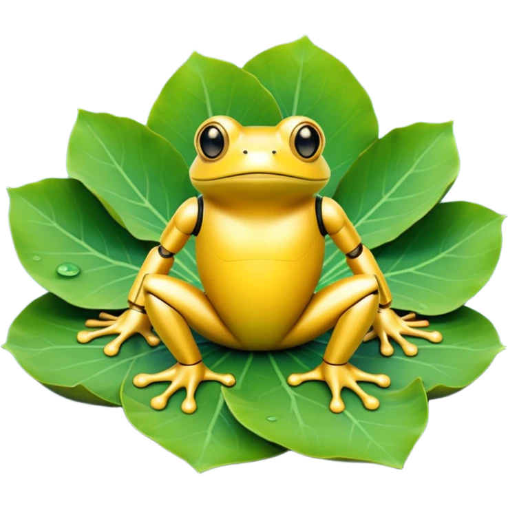 yellow robot frog on lotus leaf emoji