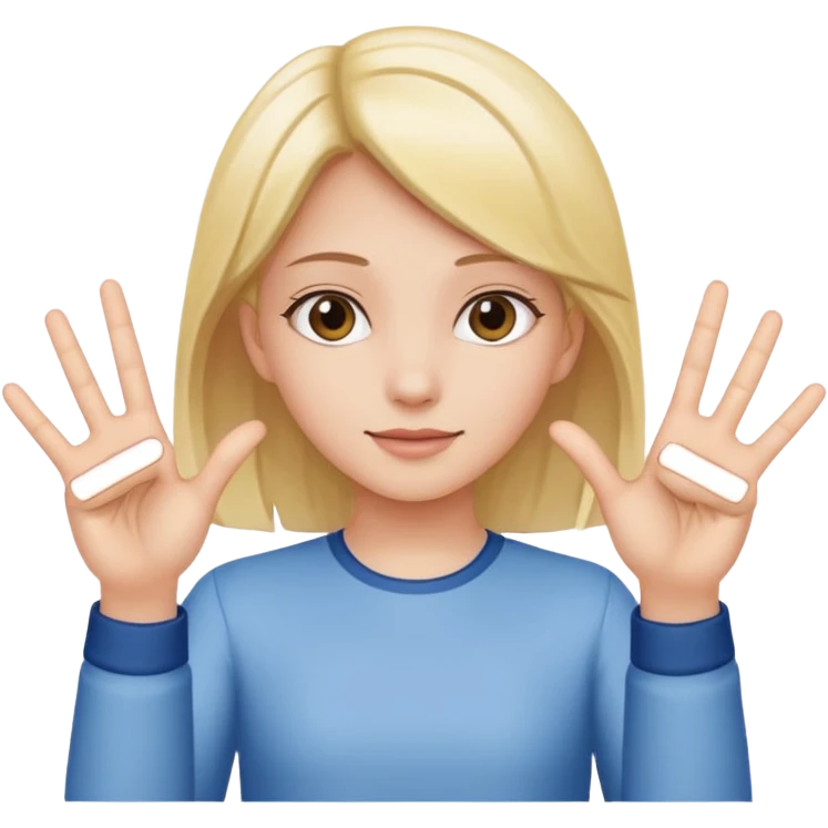 Girl holding up 6 in left hand and 7 in right hand  emoji