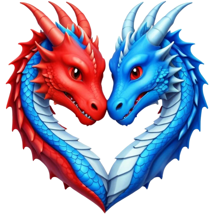 Two dragons creating a heart shape emoji