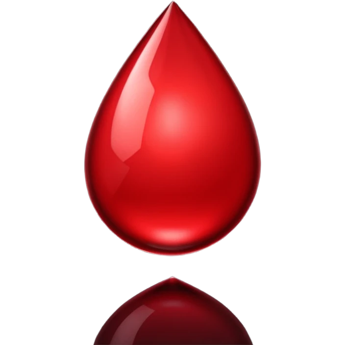 single blood drop emoji sculpted from dark liquid metal, glossy surface, dramatic reflections, futuristic minimal 3D style, isolated on white emoji