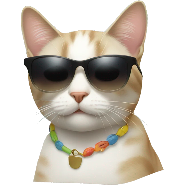 cat with sunglasses at the beach emoji