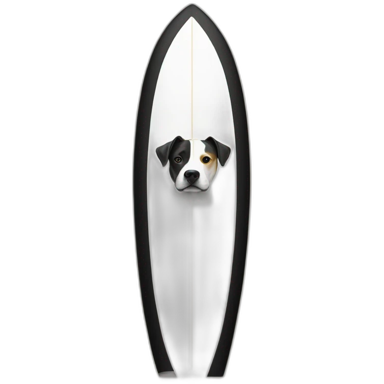 surfboard and black-white amstaff on it emoji