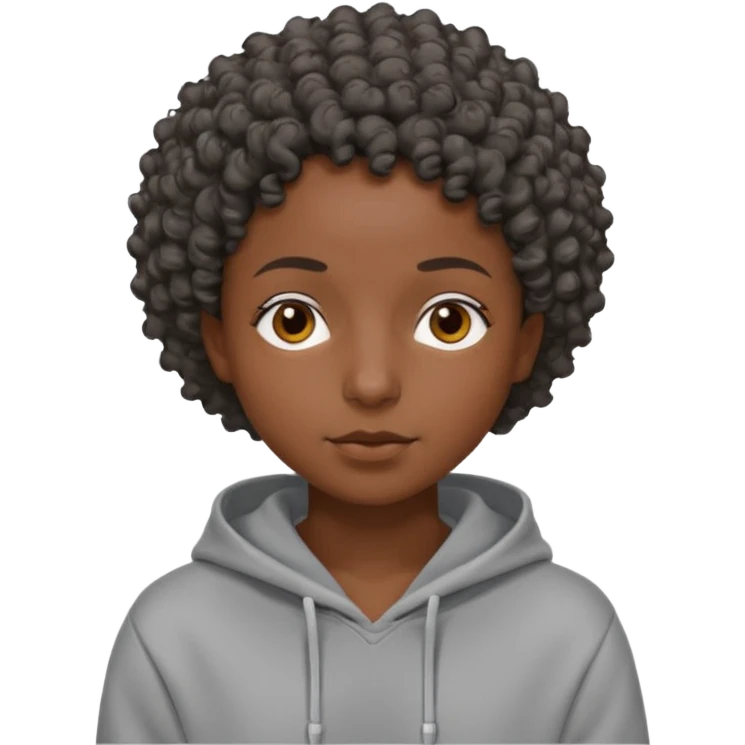 Make a Colombian with black super short curly hair wearing a grey hoodie emoji