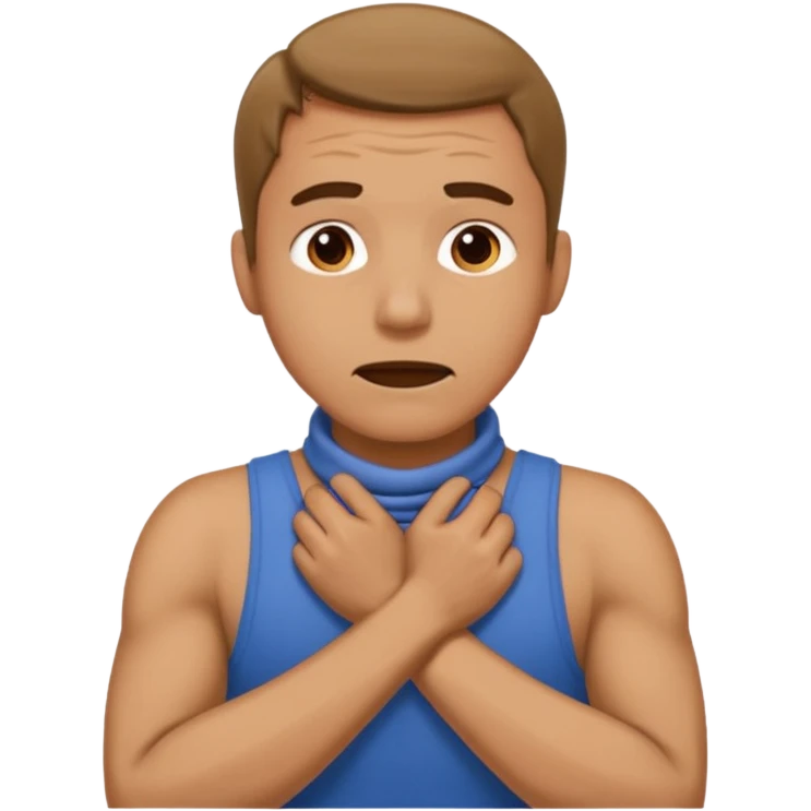 Man with hands gripped around NECK crossed like he is choking emoji