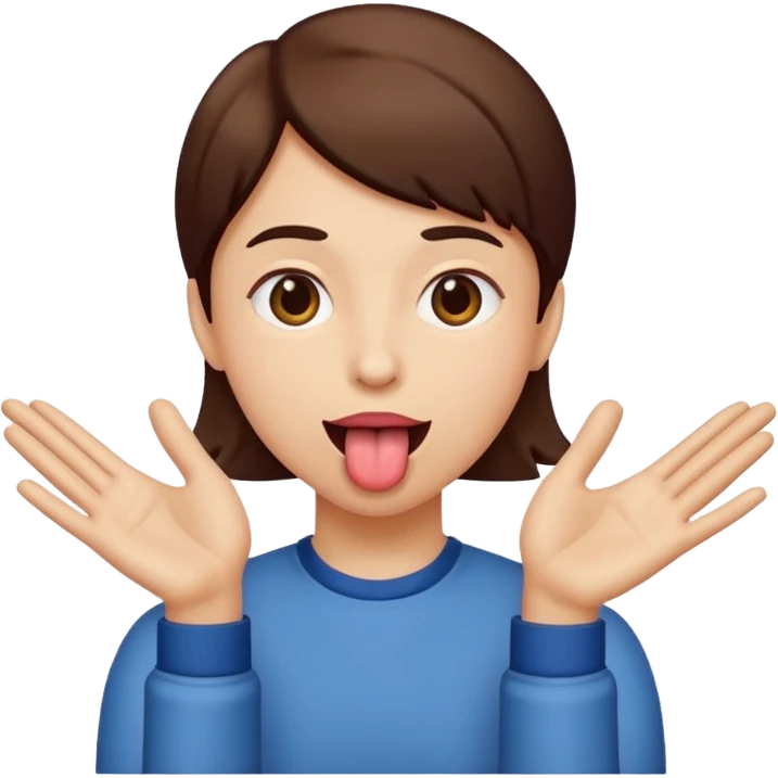 Tongue out with hands to the side  emoji