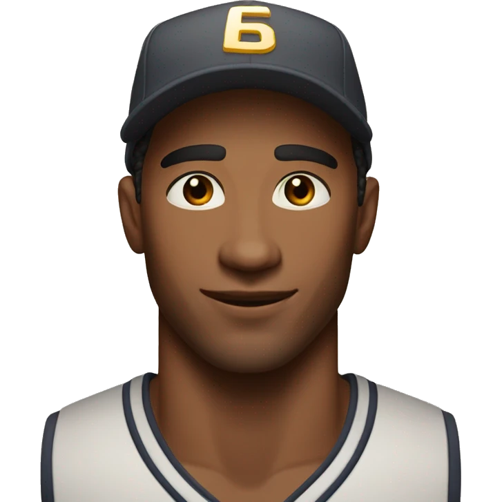 buff and handsome 24 year old man with brown eyes in a baseball hat outdoors emoji