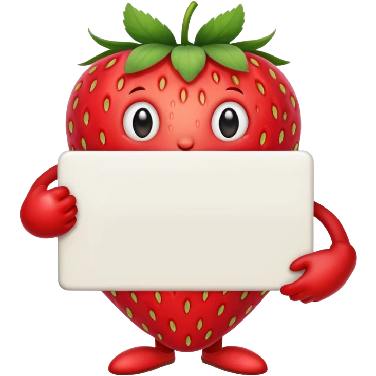 A strawberry holding a large blank sign emoji