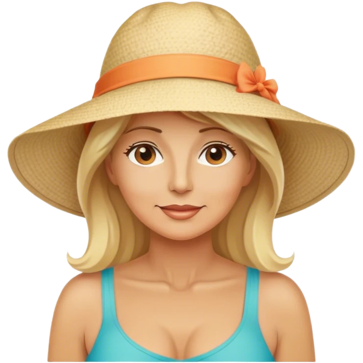 Blonde middle aged woman on beach emoji