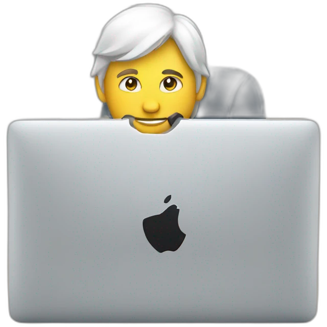 Agent working on a MacBook with WiFi logo on back emoji
