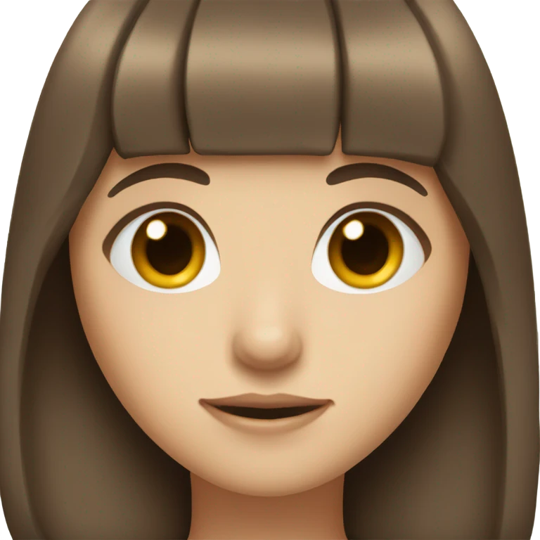 Girl with brown hair and bangs and blue eyes  emoji